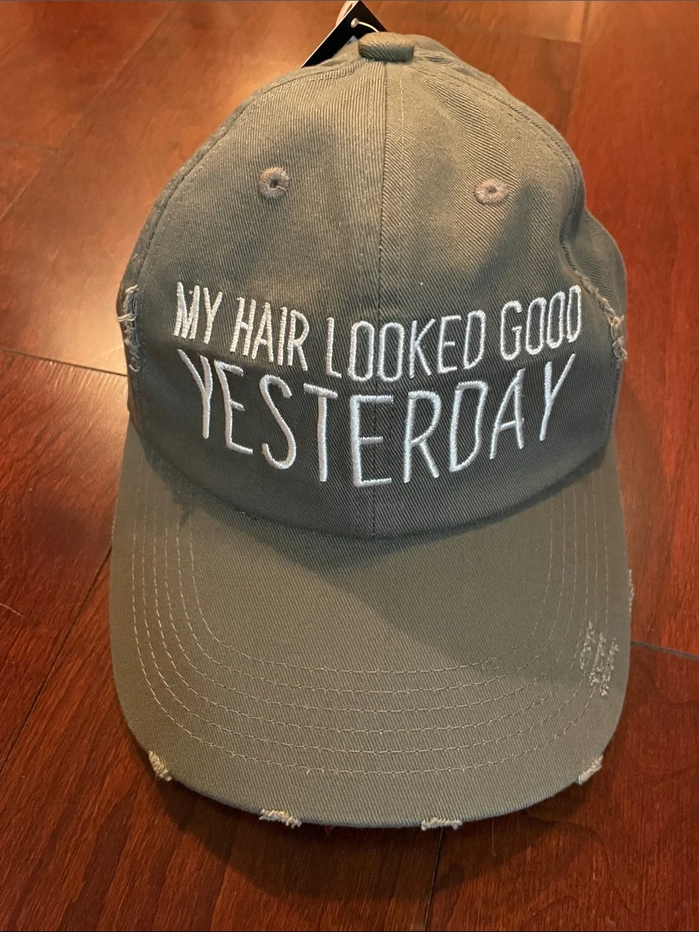 One Funny Mother cap, charcoal gray, distressed, brand new, never worn, NWT